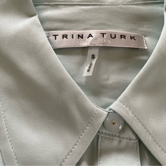 Trina Turk Puff Sleeve Silk Blend Blouse, Blue Frost, Small - Picture 8 of 9